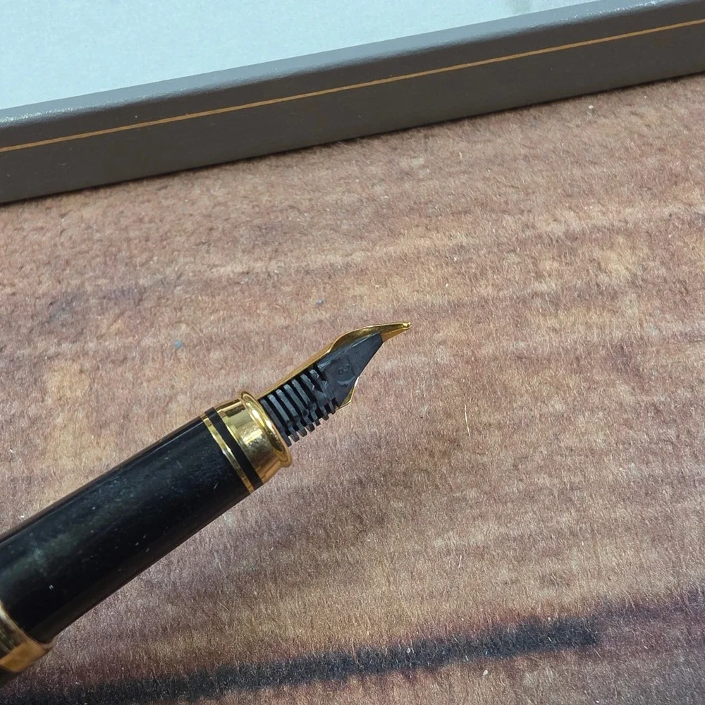 Colibri Le Grand Fountain Pen Mens OS Black Good AT&T Logo Gold Trim Box